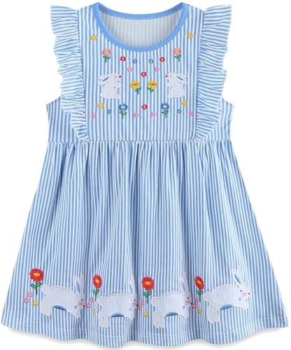 Image of TEDD Girls Summer Dresses Floral Dress 100% Cotton Sleeveless Casual Shirt Dress for Little Kids Age 2-3 Years