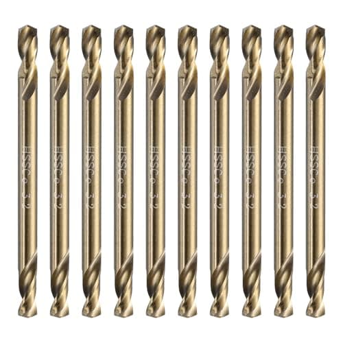Image of sourcing map 10Pcs Cobalt Drill Bits Double Ended 3.2mm/0.125" M35 High Speed Steel Twist Drill Bit Stubby Body for Hardened Steel Wood Plastic Cast Iron