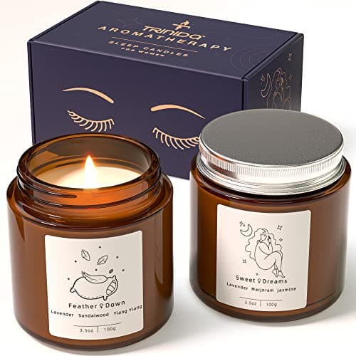 Image of TRINIDa SLEEP & RELAX Scented Candles Make for Women, Aromatherapy Luxury Candles Gifts for Women, Natural Organic Soy Wax Relaxing Lavender Candles, Perfect Bath, Birthday, Mother’s Day Gifts for Her