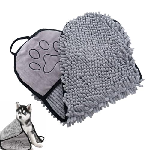Image of Yupaluz Microfibre Dog Towels,Quick Drying Dog Drying Towel For Bath Time,Super Absorbent, Rainy Walks & Travel, Lightweight Shammy For Small-Large Pets (Grey/53x22cm)