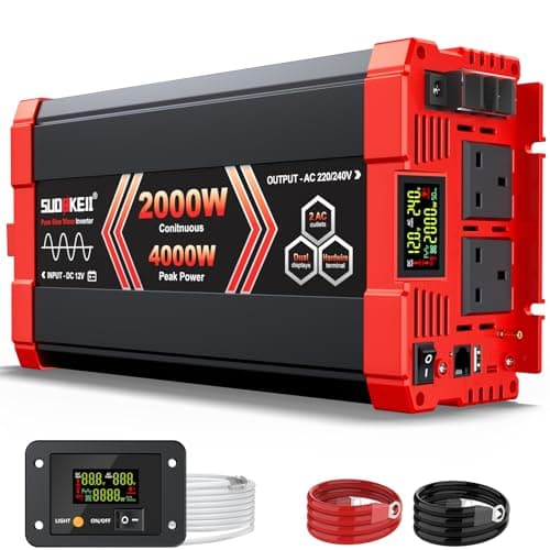 Image of Pure Sine Wave Inverter 2000 Watt, 12V DC to 240V AC Inverters for RV, Truck, Solar, Home, Power Inverter with 2 AC Outlet, 30W USB-C, 5V 3.1A USB, Hardwire Port, Remote Control, Surge 4000W