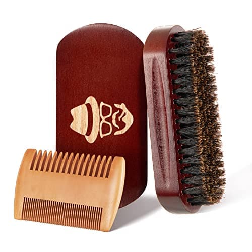 Image of Beard Brush, 100% Boar Bristle Natural Black Walnut Wood Beard Comb Hair Mustache Shaving Brush Facial Hair Brush
