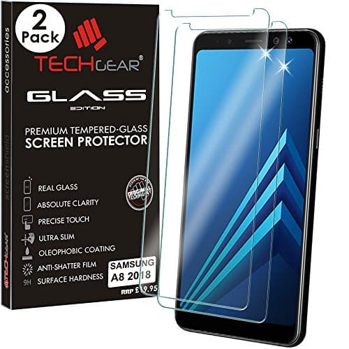 Image of TECHGEAR [2 Pack] GLASS Edition for Galaxy A8 2018 (SM-A530 Series) - Genuine Tempered Glass Screen Protectors Guard Covers Compatible with Samsung Galaxy A8 2018