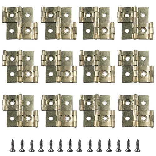 Image of Runseaway 12Pcs 47x47mm Double Acting Hinges, 270 Degree Folding Screen Hinge, Double Swing Cabinet Door Hinges for Furniture Kitchen Wardrobe Room Divider - Gold