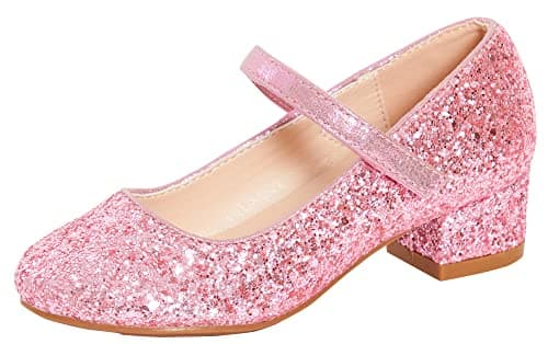 Image of Lora Dora Girls Faux Leather Party Shoes Pink Glitter 1 UK