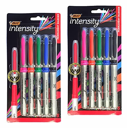Image of 10 x BIC Intensity Ultra Fine Point, Permanent Marker Pens For Glass, Metal, CDs, Coated Paper, Photos & Plastics [Assorted Colours]