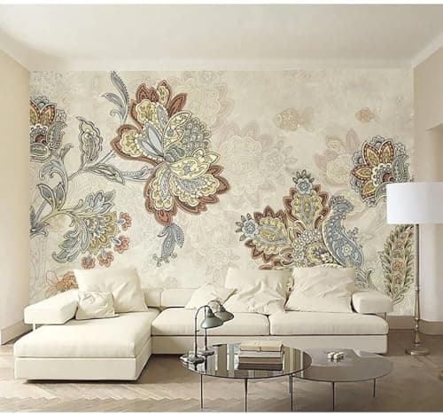 Image of XLMING Vintage Floral Art Brocade Style 3D Wallpaper Luxury Home Dining Decor Paste Sofa Living Room The Wall for Bedroom Mural-250cm×170cm