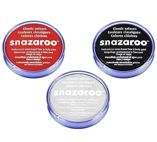 Image of Jokeshop 18ml Snazaroo Face & Body Paint Set (BLACK WHITE & RED) Dead Vampire Halloween Make Up FX Paints
