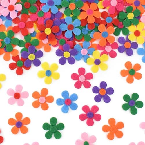 Image of ZYWQ 100Pcs Felt Flowers Fabric Flower Embellishments for Knitting Handmade Craft DIY,28mm,Multicolor