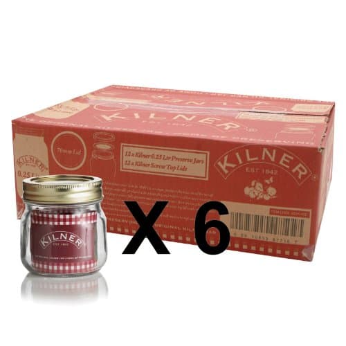 Image of Set of 6 Kilner 0.25L Screw Top Preserve Preserving Jam Chutney Glass Storage Jar