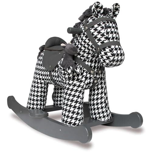 Image of Little Bird Told Me - Dazzle & Jet Rocking Horse for Baby/Toddler 9+ Months Unisex - Leatherette Saddle & Bridle, Solid Wooden Frame & Rockers, Removable Plush Toy - British Brand Since 2007
