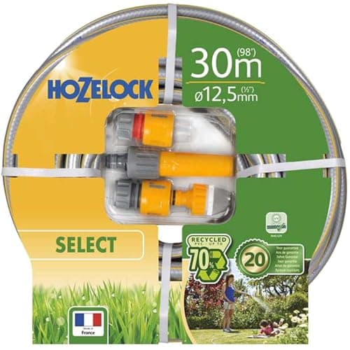 Image of HOZELOCK - Select Hose 12.5mm x 30m Set, Up to 70% Recycled PVC, Braided Reinforcement, Hard-Wearing Garden Hose, Quality and Durability, Weather-Proof with UV and Frost Protection [100-100-577]
