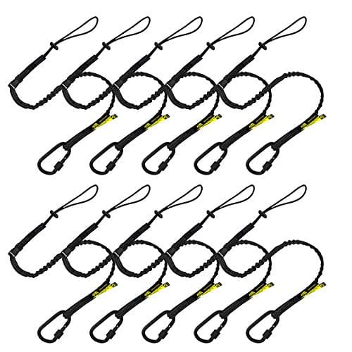 Image of BearTOOLS Interchangeable Quick Switch Tool Safety Lanyard – 3 in 1 - Safety Fall Protection – Aluminium Screw Lock – Twin Locking Attachments - Ultra-Sturdy (Black 10PK)