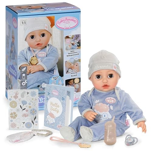 Image of Baby Annabell Interactive Alexander 43cm - Soft bodied baby doll with realistic movements, sounds & accessories - Suitable for Children Aged 3+