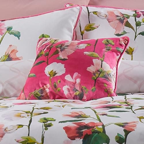 Image of Soiree - Luxury Floral Pink Cushion (43 x 43cm) - Reversible with 2 Colours and Filling - Botanical Design - Matching Bedding Available
