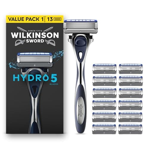 Image of Wilkinson Sword Hydro 5 Razors for Men, Value Pack, Skin Hydration, Carbon Coated Blades, Men’s Shaver Razor Handle Plus 13 Blade Refills