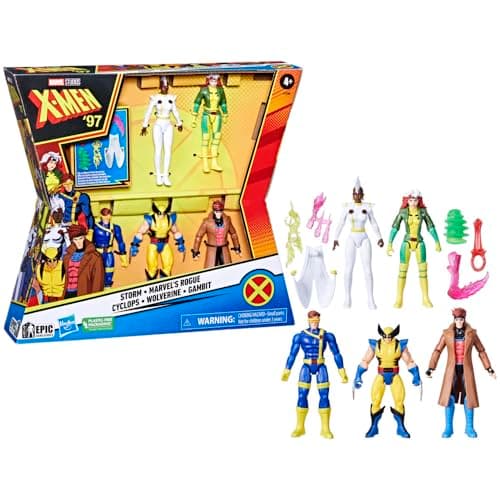 Image of Marvel X-Men '97 Action Figure 5-Pack, Storm, Rogue, Cyclops, Wolverine, Gambit, Ages 4+
