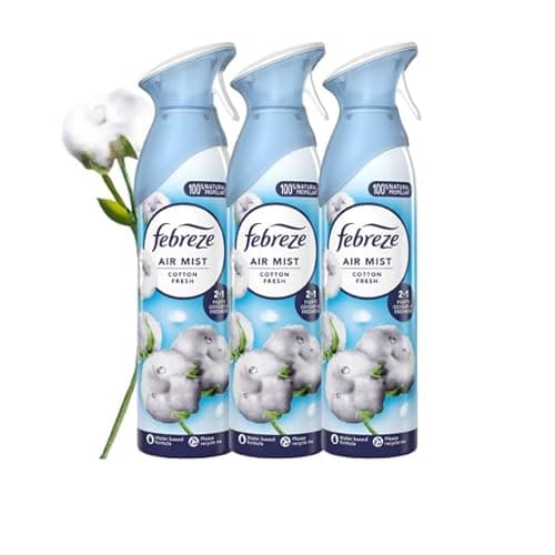Image of 3 x Febreze Air Mist Air Freshener Spray 185ml, variety to choose from, bathroom and room air fresheners bundle (Cotton Fresh)