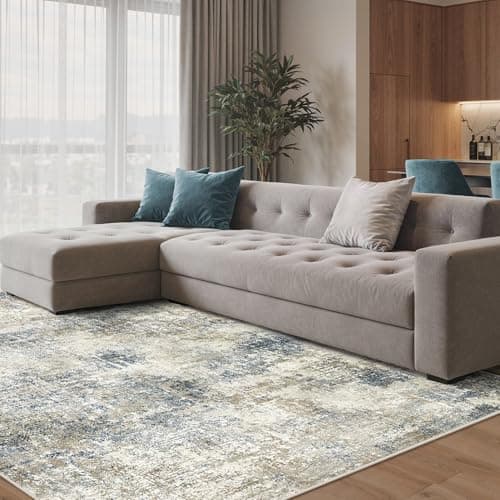 Image of GENIMO Large Rugs for Living Room 200x290cm, Extra Large Area Rug Washable, Modern Abstract Big Rugs, Low Pile, Non-Shedding, XXL Floor Carpet Minimalist, Hall, Dining Room, Home, Office, Bedroom