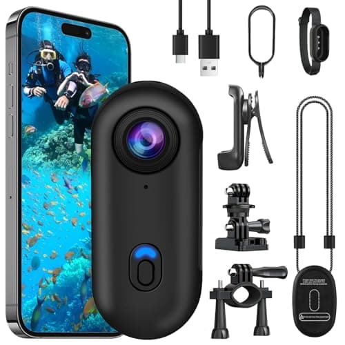 Image of OBEST Action Camera 4K 360° Motorcycle Helmet Cam, Mini Bodycam POV Cam, Magnetic Saw Vlog Camera, Underwater 30m Waterproof WiFi Action Camera 120°Wide Angle, Motorbike Camera (BLACK)