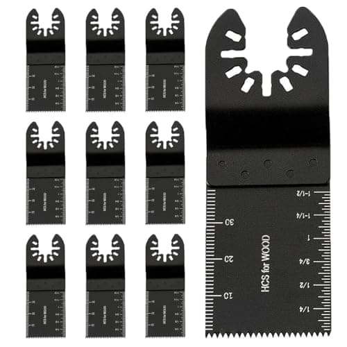 Image of 10Pcs Wood Cutting Oscillating Tool Blades Professional Universal Fit for Fein Multimaster, Milwaukee, Makita, Ryobi, Rockwell, Bosch, Black & Decker & More