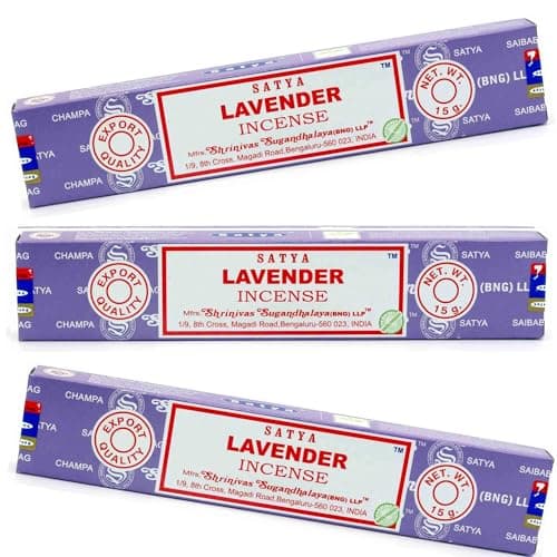 Image of Original Satya Lavender Incense Sticks Pack of 3X 15G for Aromatherapy, Spa, Yoga, Weddings, Meditation, Healing, Positivity and Relaxation by Greensense