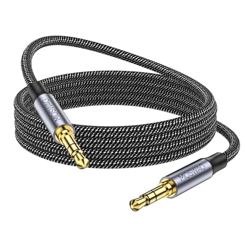 Image of MOSWAG 10FT/3Meter 3.5mm Audio Aux Jack Cable to 3.5mm Aux Cable Male to Male Aux Cord Nylon Braided Stereo Jack Cord for Phones,Headphones,Speakers,Tablets,PCs,Music Players and More