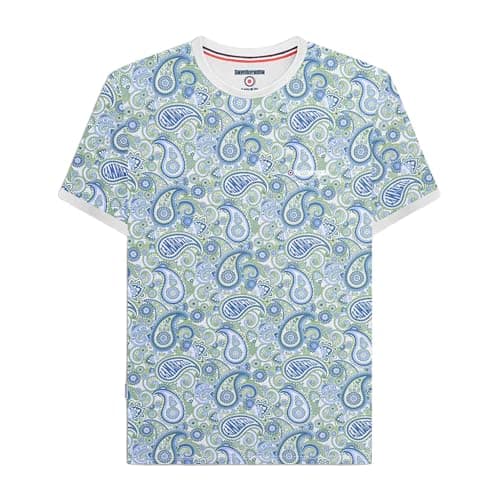 Image of Lambretta Mens Paisley Brand Short Sleeve T-Shirt - Grey/Navy - S