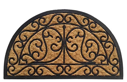 Image of EHC Natural Half Moon Coir & Rubber Backed Door Mat for Indoor and Outdoor, Non-Slip, Dirt Trapper, Durable Rubber Mat, for Front Door, Hallways, Entrance, 45 x 75cm