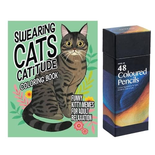 Image of Swearing Cats Catitude Colouring Book, Cat Coloring Book for Adults, Swearing Cats Coloring Book for Adults, Adult Coloring Book Funny, Swearing Cats Colouring Book for Cat Lovers