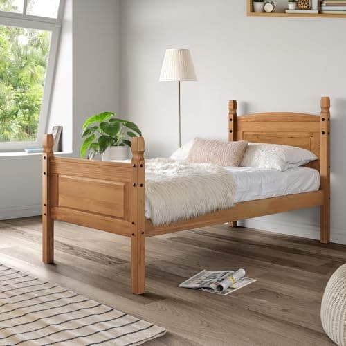 Image of Mercers Furniture Corona Bed Frame Single 3'0" High End Solid Pine Bedroom Wooden Wood Childrens Spare Mexican Style 116cm High 101cm Wide 201cm Deep