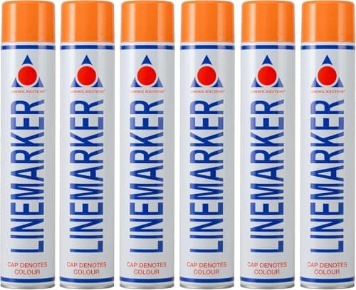 Image of Aerosol Solutions Line Marker, Grass and Road Spray Paint, Orange, 750 ml (Pack of 6)