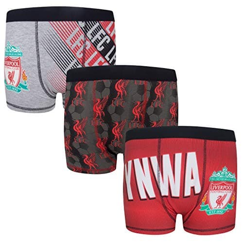 Image of Liverpool FC Official Football Gift 3 Pack Boys Crest Boxer Shorts 7-8 Years