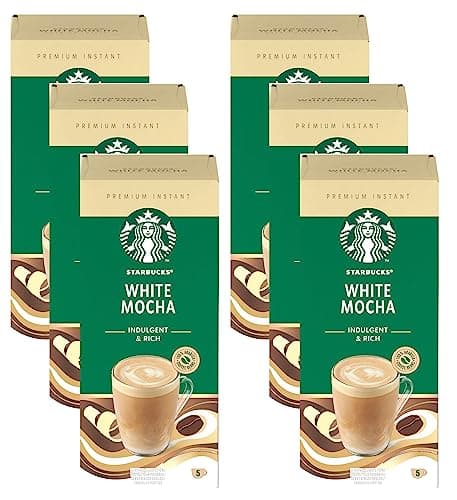 Image of Starbucks White Mocha Premium Instant Coffee, 5 Sachets, (Pack of 6, Total 30 Sachets)