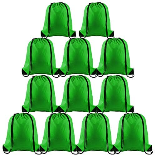 Image of FEPITO 2/12/15 Pack Drawstring Backpack Bags Sack Cinch Bag String Backpack for Gym Traveling (12, Dark green)