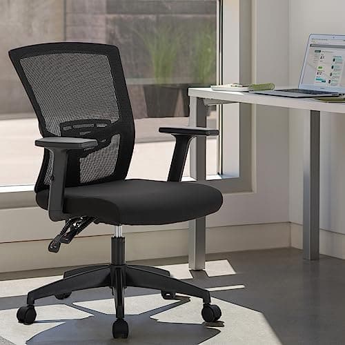 Image of ALPHA HOME Mesh Office Chair Ergonomic Home Desk Chair Mid-Back Computer Task Chair with Breathable Mesh and Adjustable Armrests Home Office