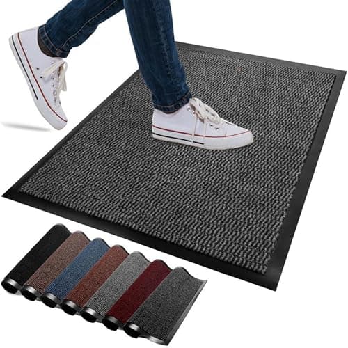 Image of FB FunkyBuys Washable Door Mats Indoor & Outdoor - Non-Slippery Heavy Duty Doormats Indoor - Highly Absorptive Rubber Door Mat - Perfect for Kitchen, Home and Hotel Entrance (Anthracite, 40x60 CM)