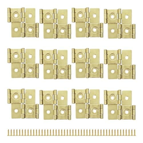 Image of bociloy 12PCS 47x47mm Double Acting Folding Screen Hinges, Retro Style Cabinet Door Hinges with Mounting Screws, Gold