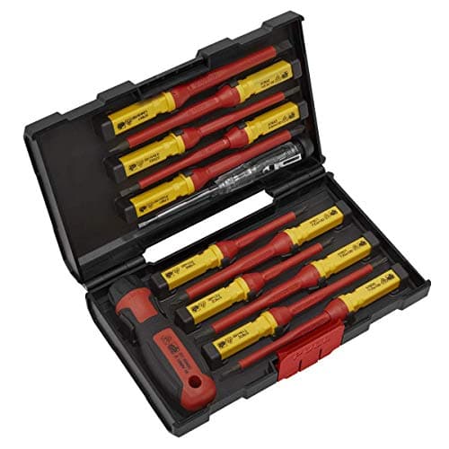 Image of *CLEAR* Sealey Electrician Screwdriver Set VDE Approved Flat Pozi TRX-Star Torx in Case