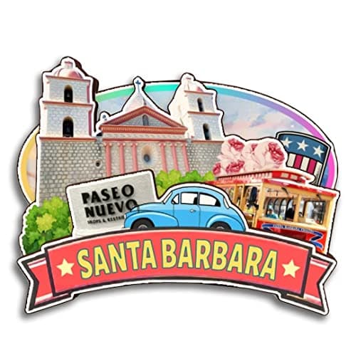 Image of Santa Barbara California USA America Fridge Magnet Wooden Collection 3D Wood Handmade Travel City Souvenirs Refrigerator Magnet Home Decoration Gift -866