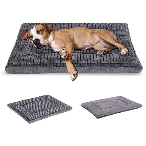 Image of BVAGSS Dog Bed Mat, Reversible Crate Pad, Memory Foam Pet Cushion for Small Medium Dogs, Washable Kennel Bed Pad XH079 (106x71x4 cm, Light Grey)