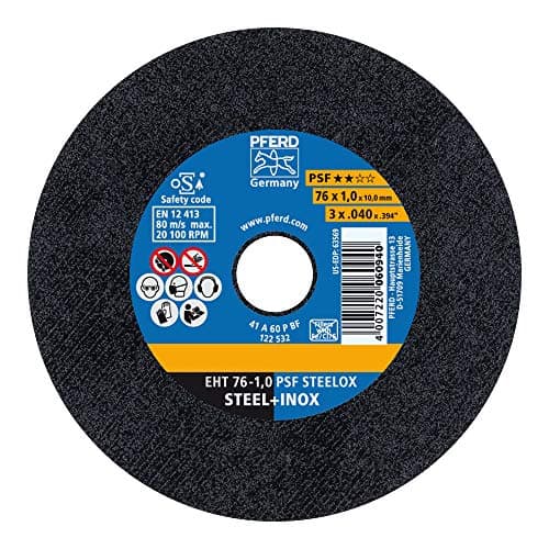 Image of PFERD 65508100 Cutting Disc PSF Steelox 25 Pieces | 76 x 1.0 x 10.0 mm Straight | for Steel and Stainless Steel (INOX), Colour, Size