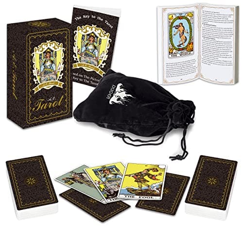 Image of IXIGER Tarot Cards Deck with Guide Book,Tarot Cards for Beginners,Tarot Cards Set 78 Pcs,Classic Tarot Cards Deck for Expert Readers with Black Velvet Pouch Bag