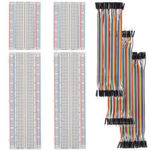 Image of HUAREW Breadboard and Jumper Wires Kit Include 830 Tie Points Breadboard 400 Tie Points Breadboard Jumper Wire