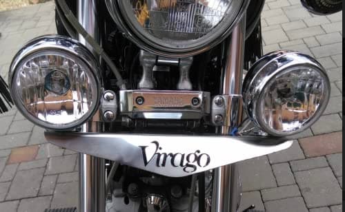 Image of BIKEMASTERSUK BM UK | XV750-1100 Motorbike Light Bracket Bar Headlights Holder Driving Spot Fog Passing Turn Signal Ramp + pair of EU Homologation - Yamaha XV750 Virago 1100