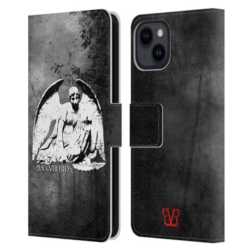 Image of Head Case Designs Officially Licensed Black Veil Brides Angel Band Art Leather Wallet Case Compatible With Apple iPhone 15