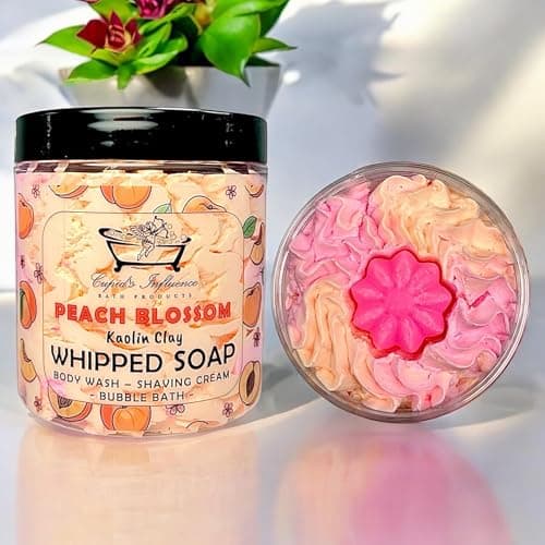 Image of Peach Blossom Whipped Soap | Luxurious Kaolin Clay Body Wash | Shower Fluff | Shaving Cream | Stocking Fillers | Shower Cream | Bubble Bath | Shower Whip | Seasonal Gifts | Mother's Day Gifts