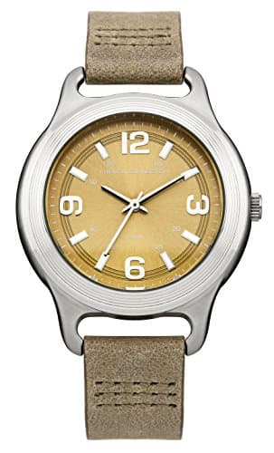 Image of French Connection Women's Quartz Watch with Brown Dial Analogue Display and Brown Leather Strap FC1175T