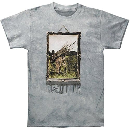 Image of Liquid Blue Unisex's Led Zeppelin Man with Sticks Short Sleeve T-Shirt, Light Grey, XXXXXXL