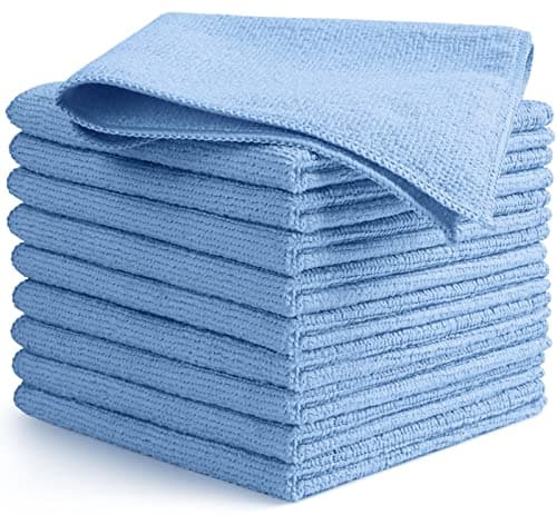 Image of AIDEA Microfibre Cloth 10 Pack,Lint Free Reusable Cleaning Cloths,Highly Absorbent Streak Free Washable Cleaning Towels Rags Dish Cloth for House,Kitchen,Car,Motorbike,Windows 30 X 30 CM,Blue